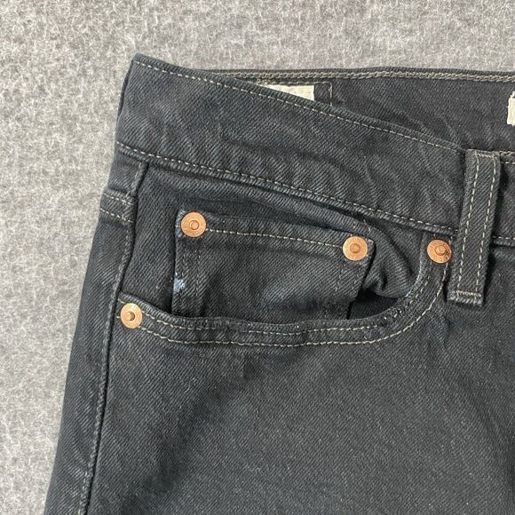 LEVI’S Button Fly Wedgie Fit Straight Leg Black Patch Jeans Womens Size 27 - Picture 2 of 13